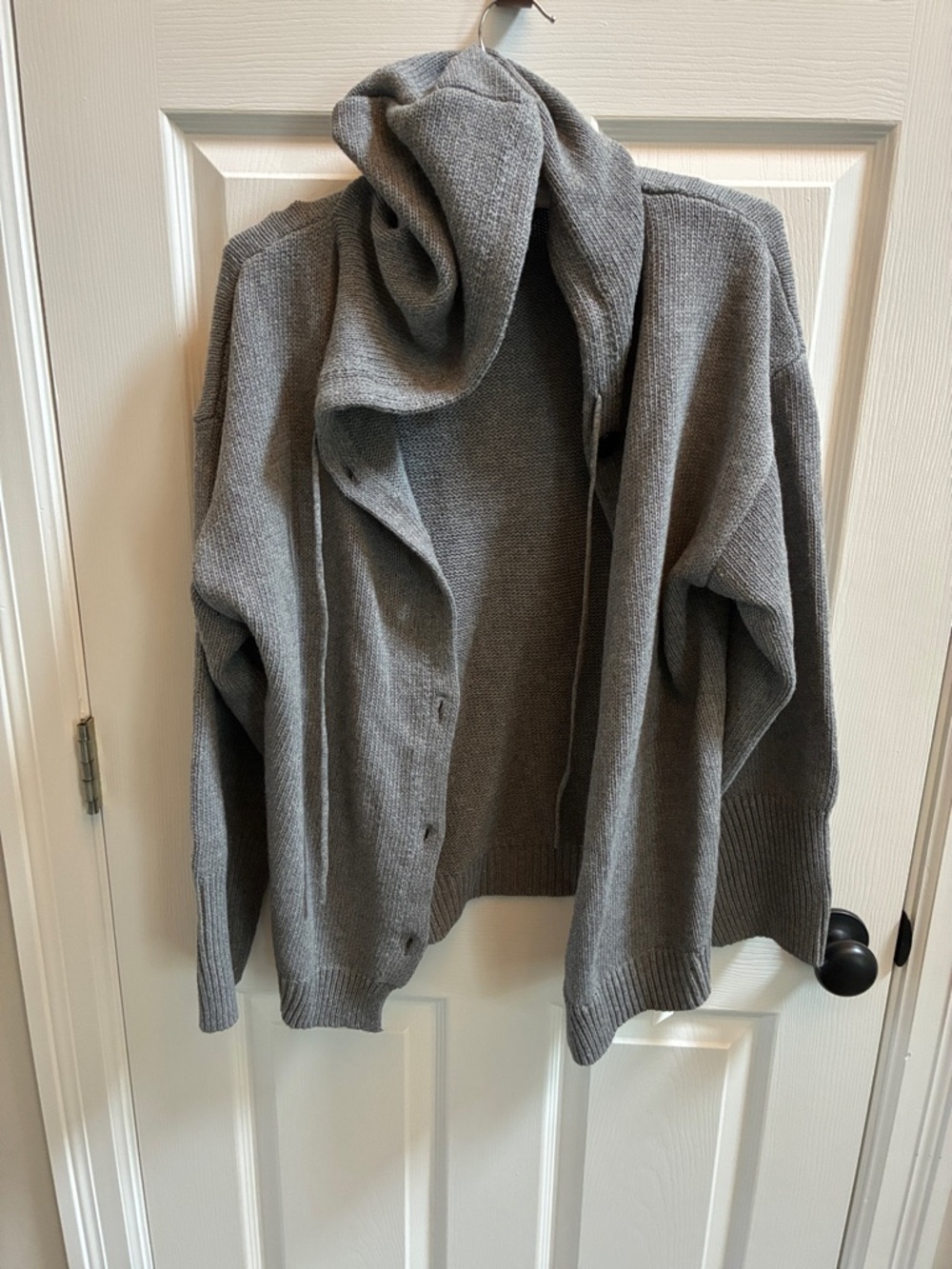 Commense Gray Button-Front Hooded Cardigan Sweater- sz lrg